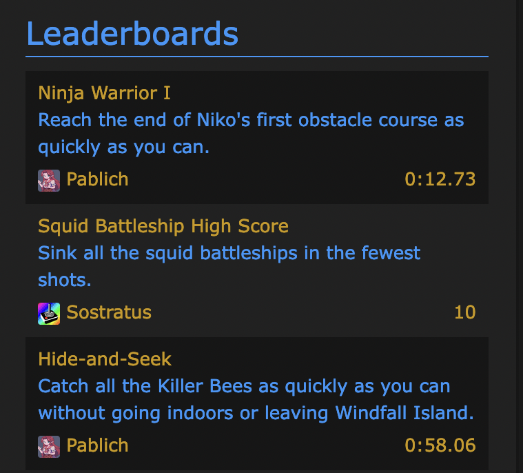 Game Leaderboards